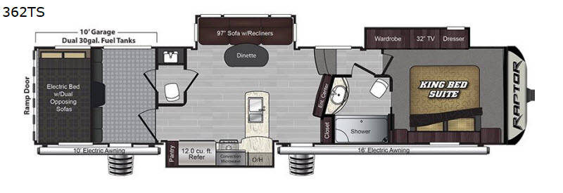 2018 Keystone Raptor 362TS, $ 0