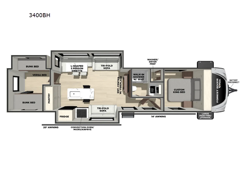 2026 Forest River Vibe 3400BH, $ 77,200