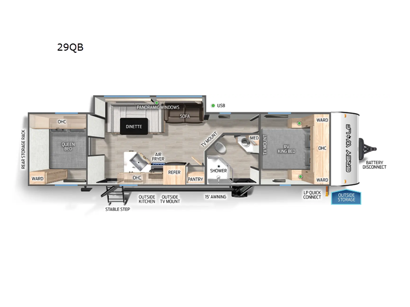 2025 Forest River Cherokee Grey Wolf 29QB, $ 27,999