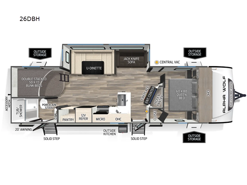 2026 Forest River Cherokee Alpha Wolf 26DBH, $ 54,623