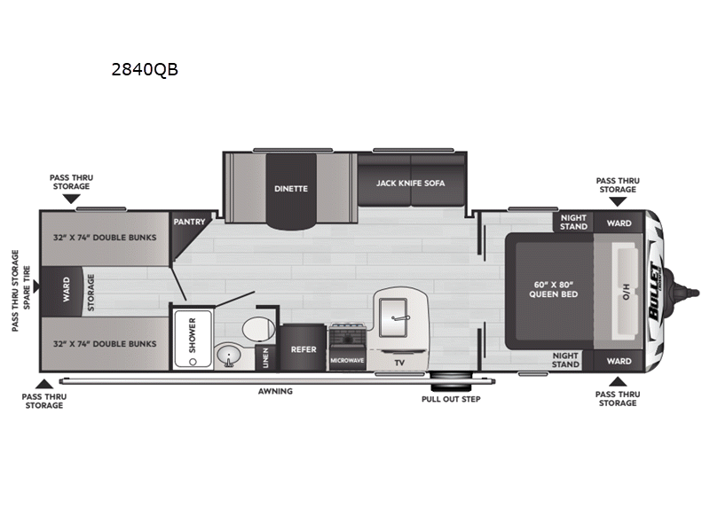 2025 Keystone Bullet Classic Dual Axle 2840QB, $ 41,131
