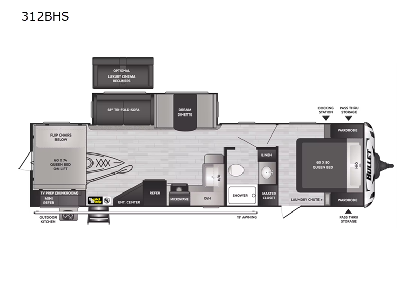 2022 Keystone Bullet (All Regions / East) 312BHS, $ 0