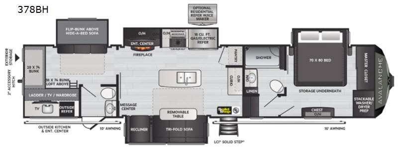 2021 Keystone Avalanche 378BH, $ 0