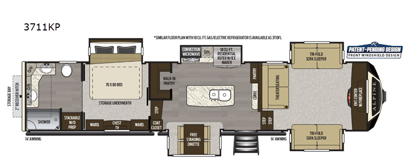 2020 Keystone Alpine 3711KP, $ 0