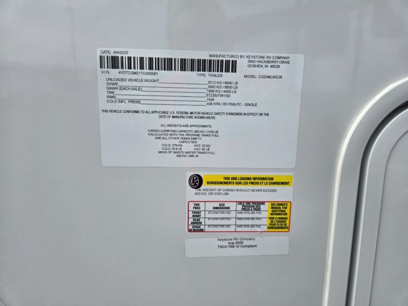 2026 Keystone Cougar Half-Ton (Travel Trailer) 25M, $ 48,979